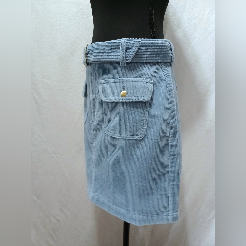 NWT LOFT Belted Corduroy Pocket Skirt Size 6P In Hazy Skies Color - Picture 3 of 7